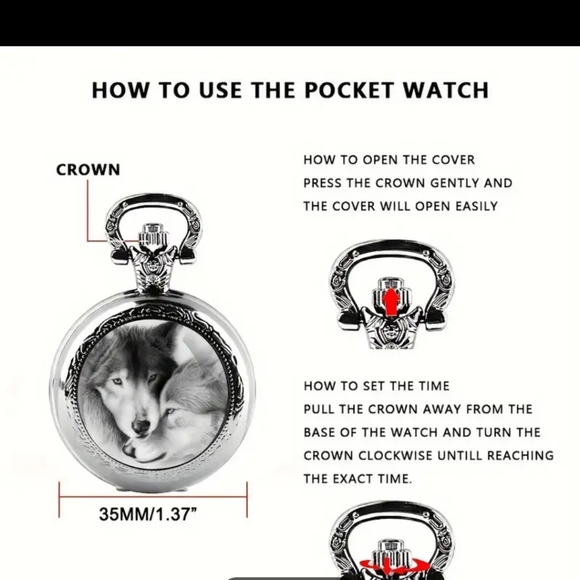 New wolf pocket watch - Picture 4 of 5
